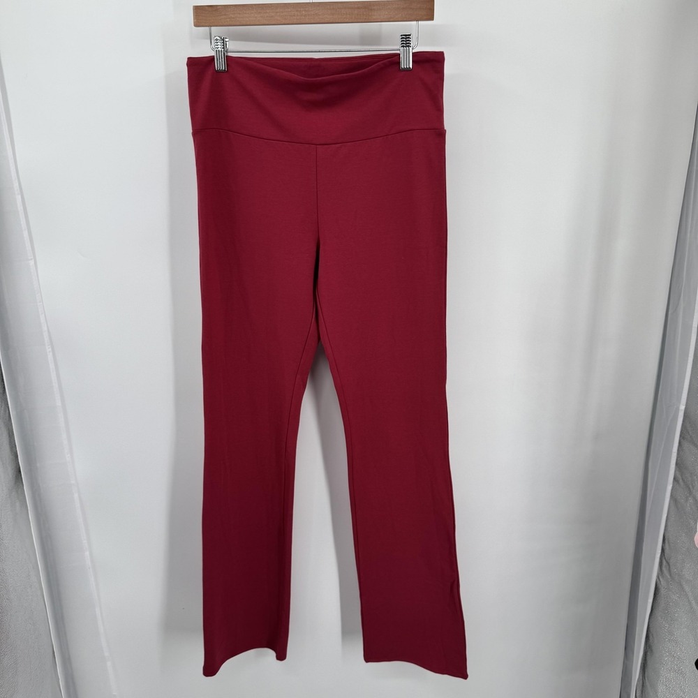 Skin Worldwide Womens Deep Red Body Skinny Pant Size L Wide Leg Stretch Lounge